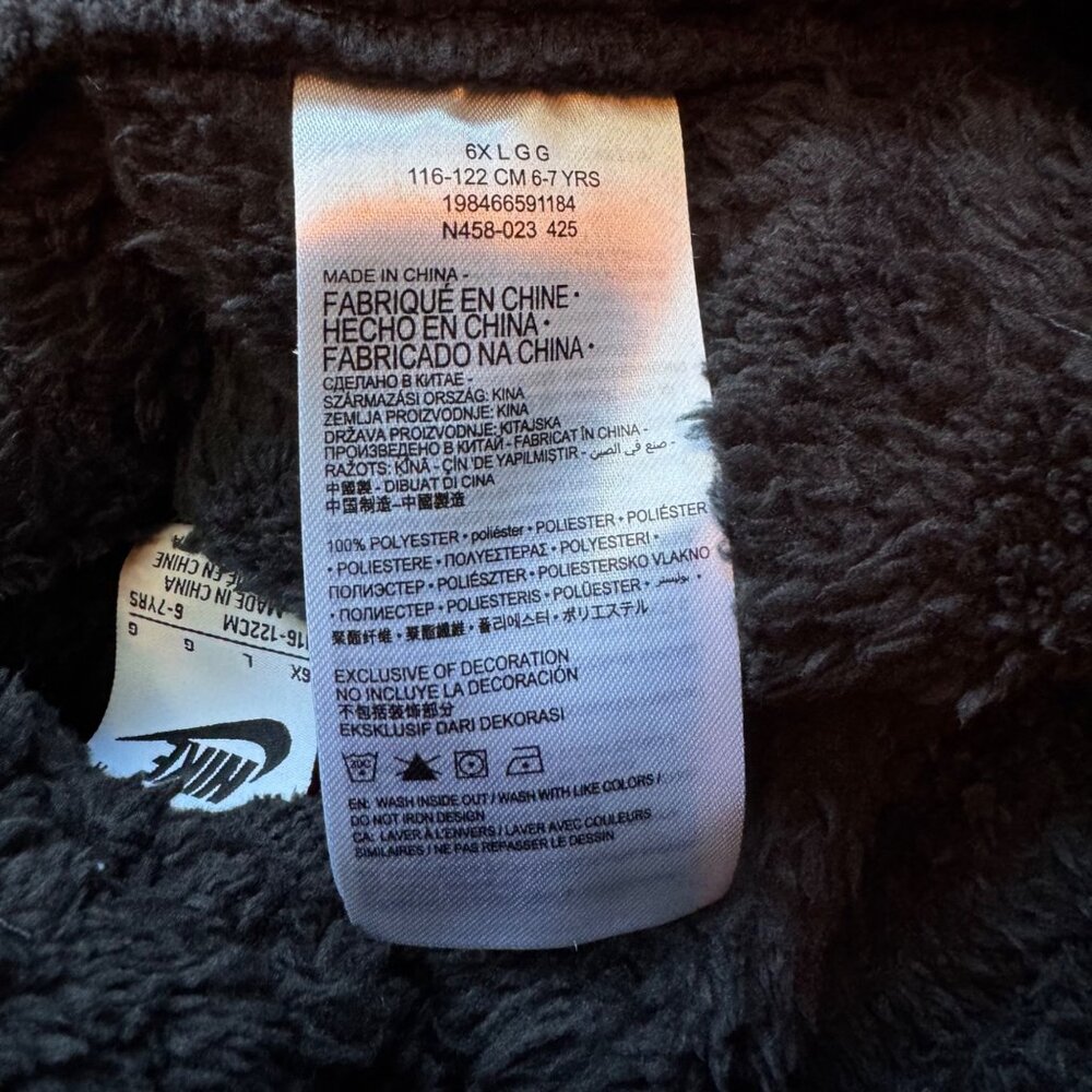 NIKE Cozy Faux Fur Fleece Set Girls 6-7 6X NWT Black Sweat Suit NEW Pants Hoodie - Picture 14 of 16
